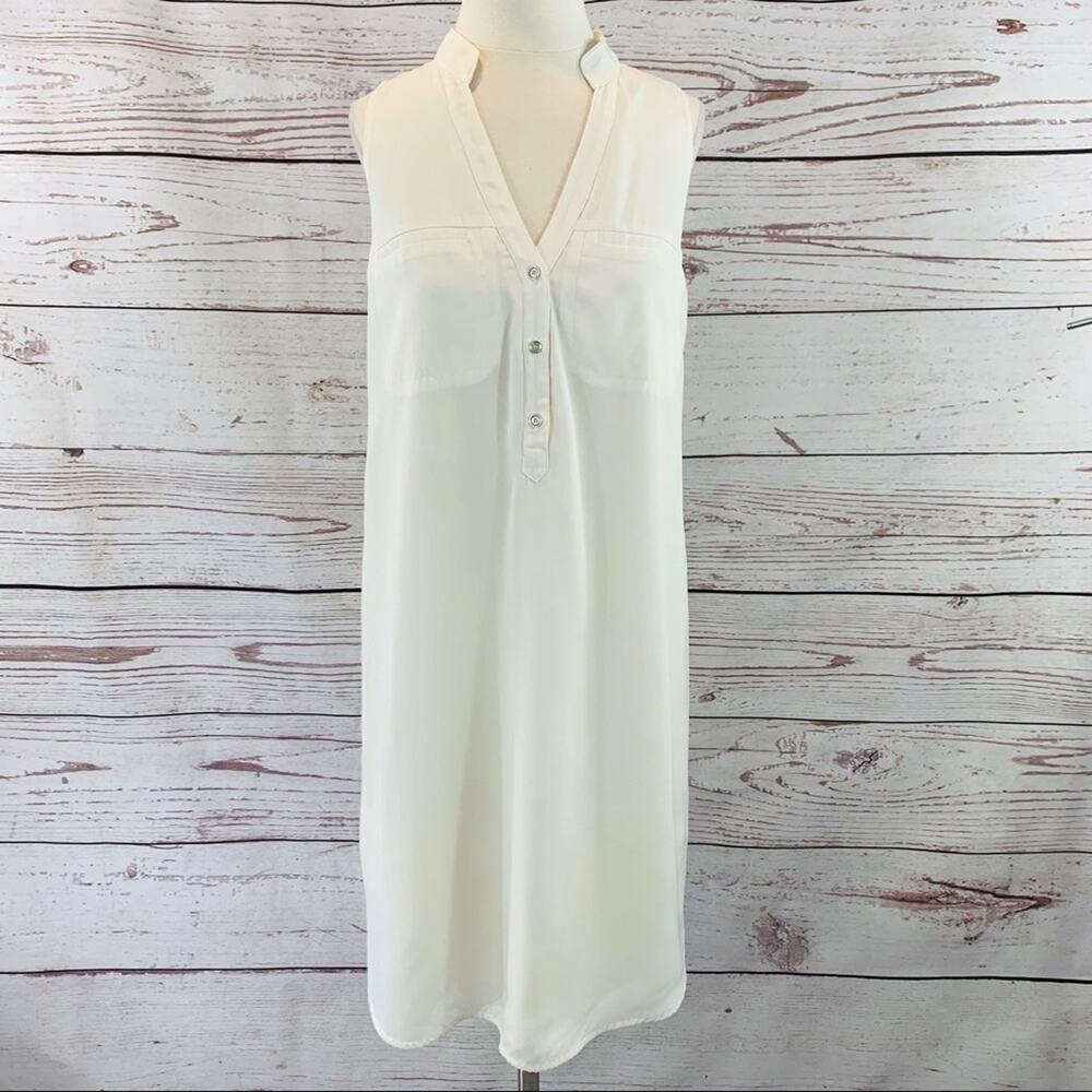 Express ivory shift shirt dress cream v-neck